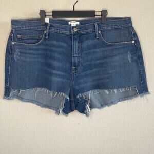 Good American Good 90s Raw Cutoff Hem Denim Shorts NWOT - Size 16